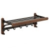 Walnut Wood Towel Rack Bathroom Shelf No Drilling Required
