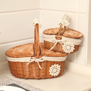 Wicker storage basket hand-woven