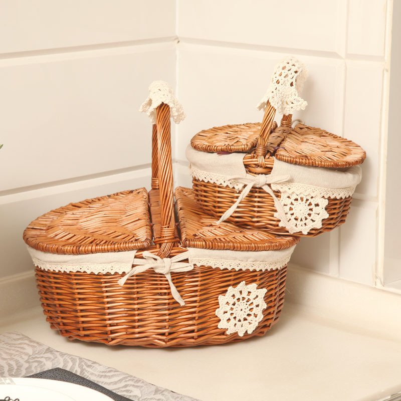 Wicker storage basket hand-woven