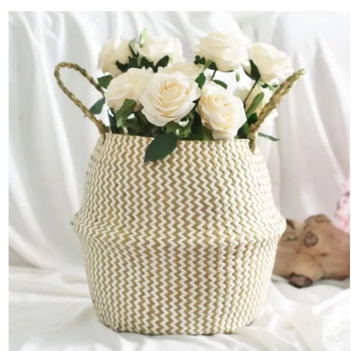 Living Room Flowerpot Dried Flower Basket Hand-Woven Basket Storage
