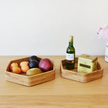 Rattan Straw Woven Hexagon Storage Basket Storage Box Box Fruit Basket