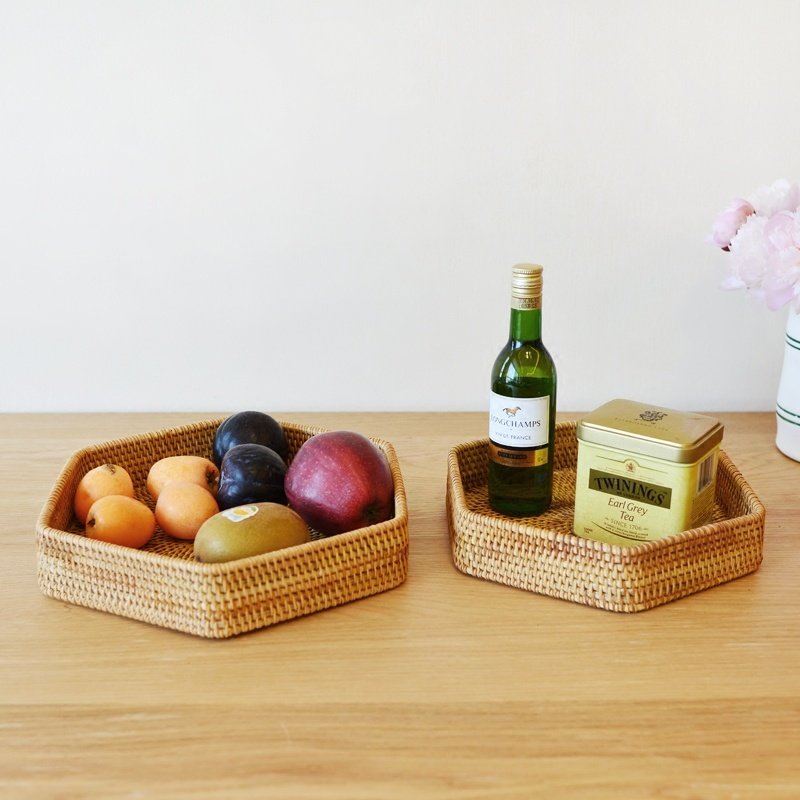 Rattan Straw Woven Hexagon Storage Basket Storage Box Box Fruit Basket