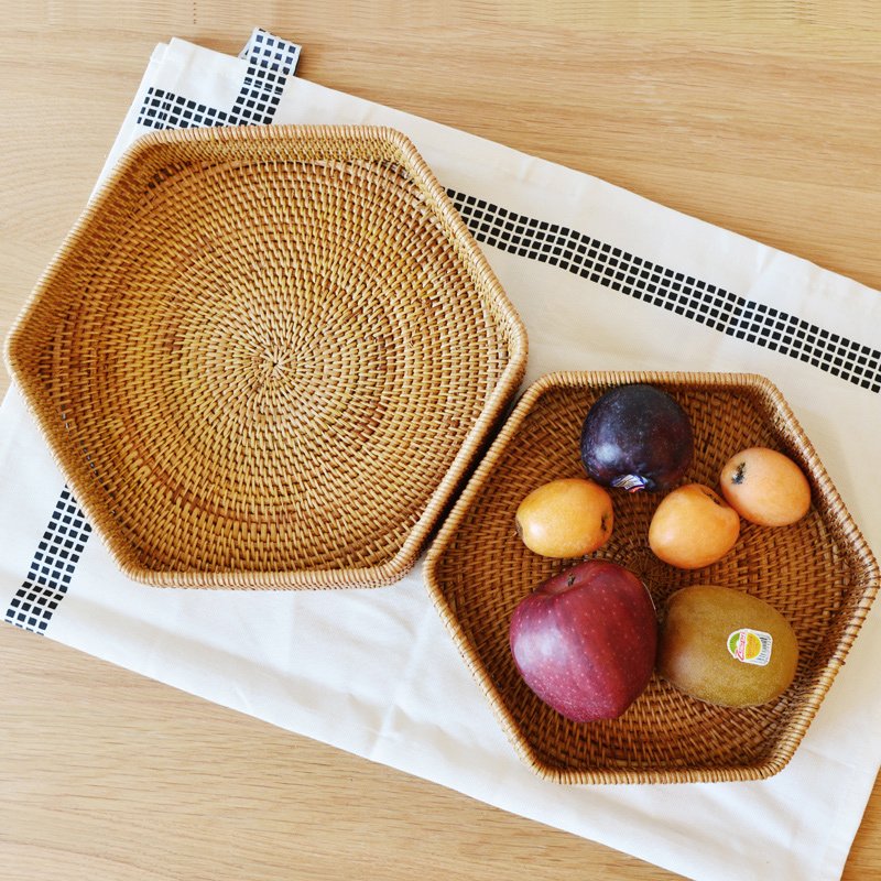 Rattan Straw Woven Hexagon Storage Basket Storage Box Box Fruit Basket