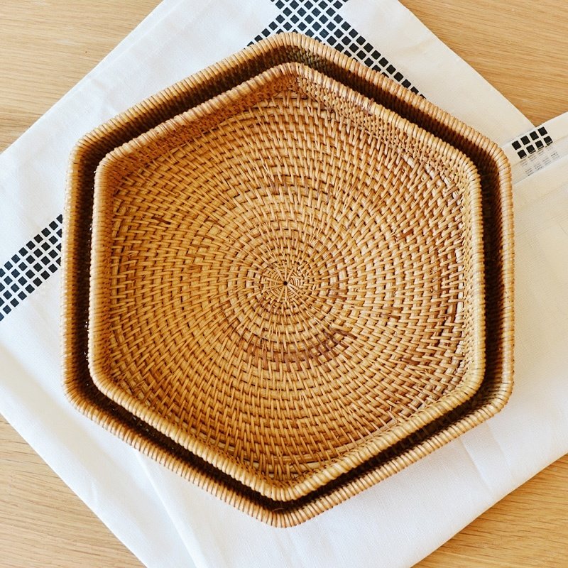 Rattan Straw Woven Hexagon Storage Basket Storage Box Box Fruit Basket