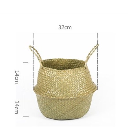 Natural sewed woven storage basket