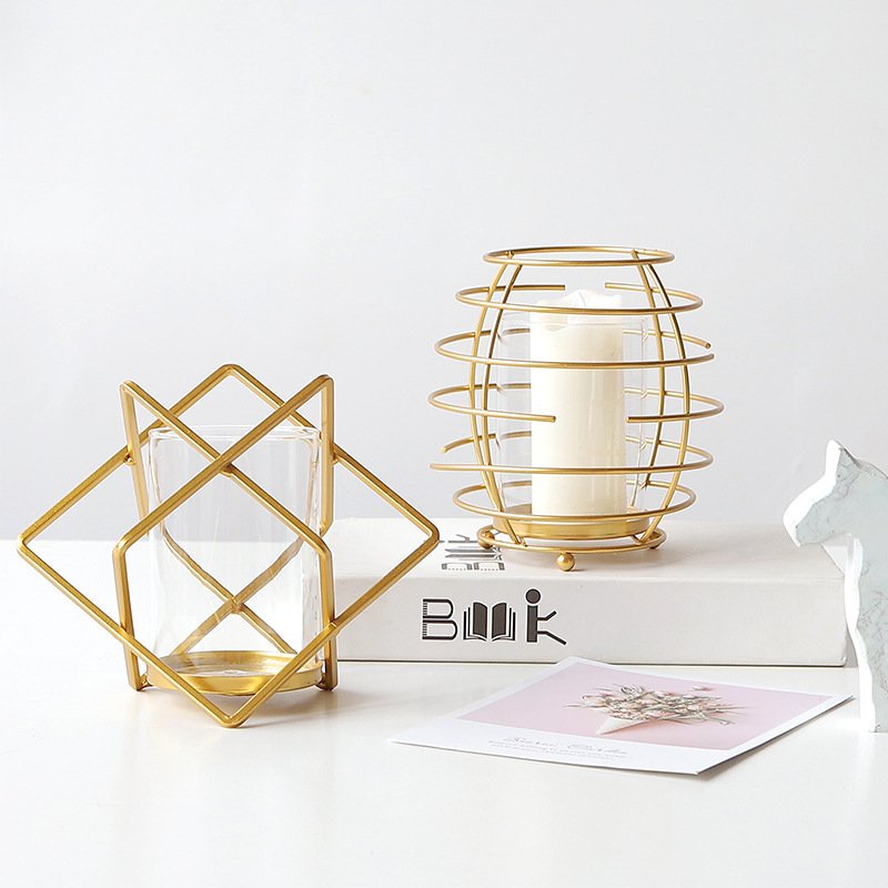 Nordic home decoration wrought iron candle holder ornaments