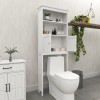 Over The Toilet Rack 2 -Tier Toilet Bathroom Spacesaver Storage Shelf With 2 Doors Wood Storage Organizer Cabinet For Bathroom Freestanding Shelf-White