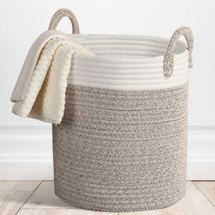 Cotton fabric woven storage basket