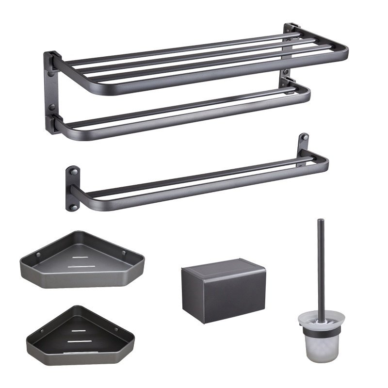 Gun-gray Space Aluminum Bathroom Hardware Bathroom Toilet Shelf