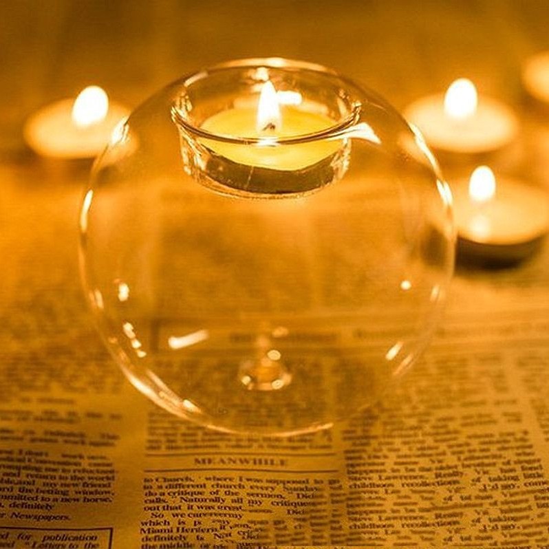 Creative Spherical Transparent Glass Candlestick