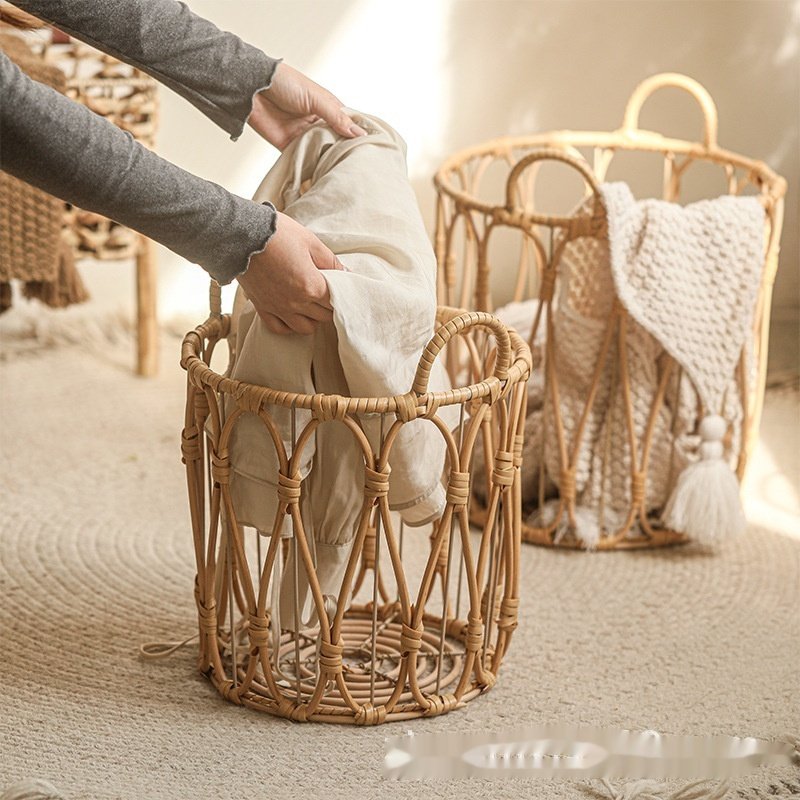 Rattan Storage Basket Woven Dirty Clothes Storage
