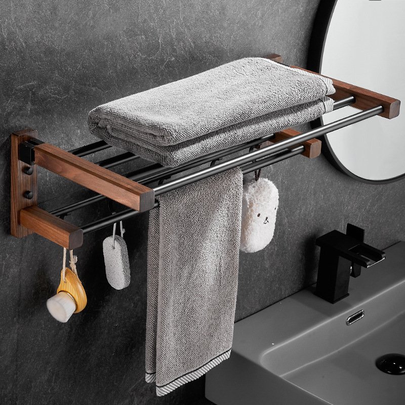 Solid Wood Collapsible Shelf Bathroom Set