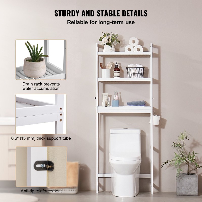 Over The Toilet Storage 3-Tier Bathroom Shelf Rack Space Saver Organizer