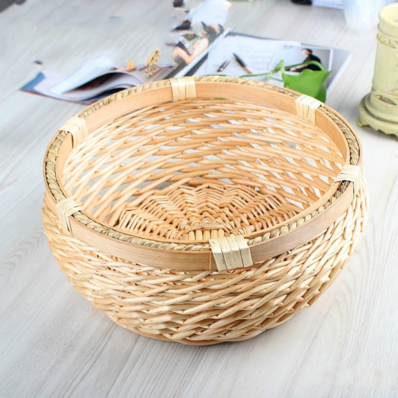 Circular rattan basket for storage