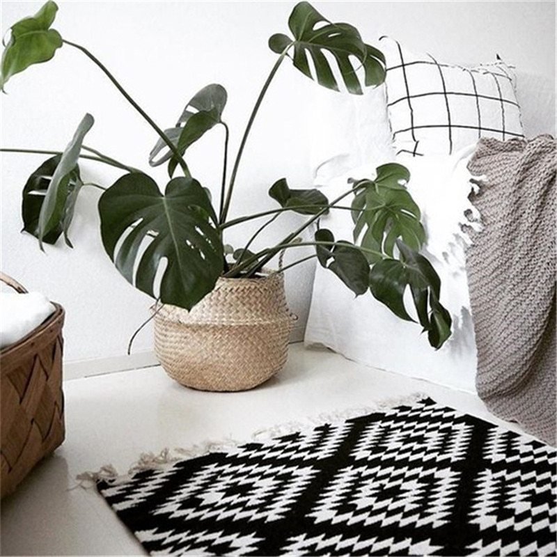 Natural sewed woven storage basket