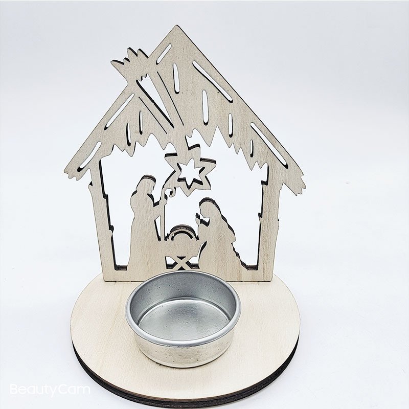 Creative Wood Candlestick For Christmas