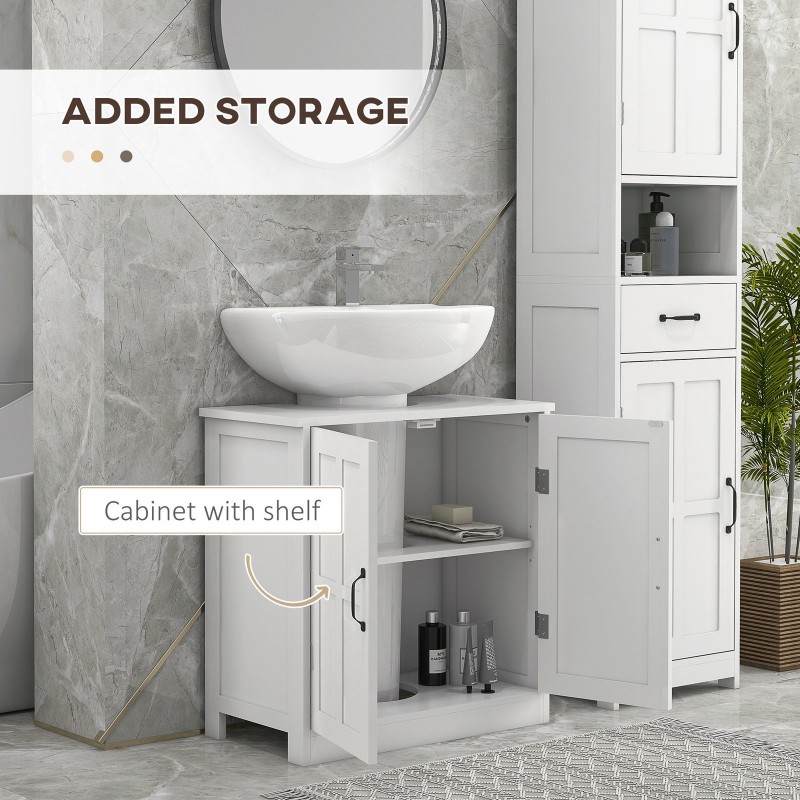 Bathroom Sink Cabinet, Pedestal Sink Cabinet with Adjustable Shelf, White