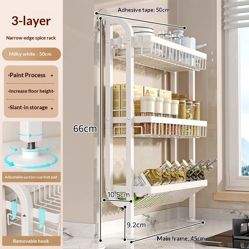 Kitchen Seasoning Rack With Narrow Edges On The Countertop