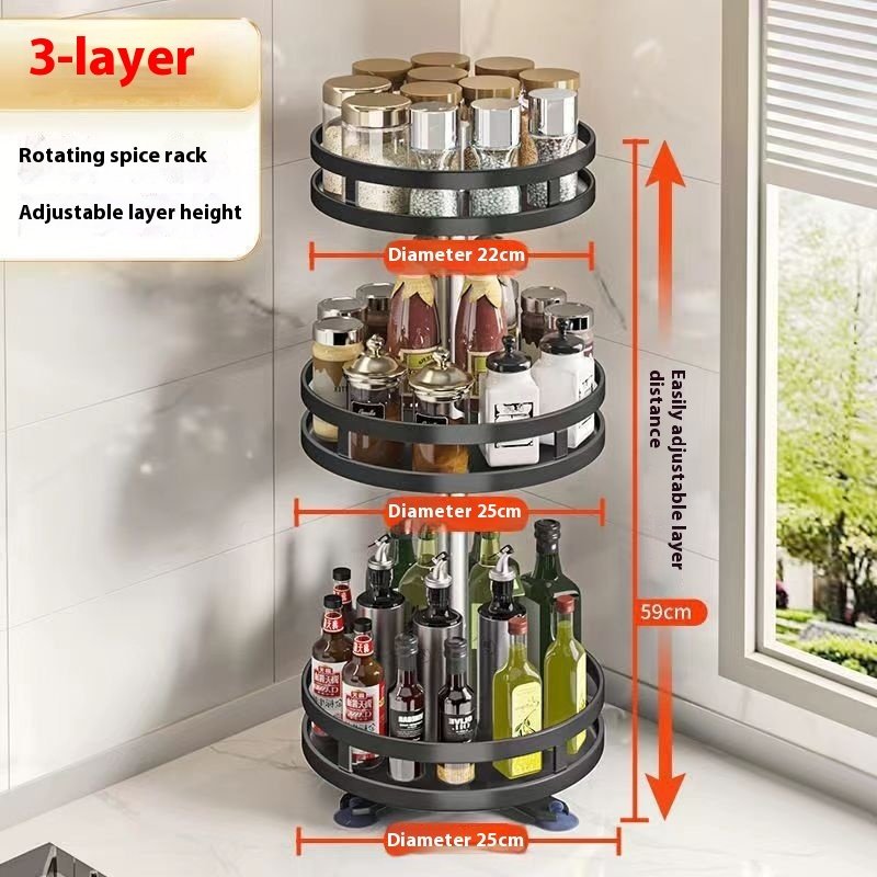 Multifunctional Circular Storage And Rotatable Kitchen Seasoning Rack