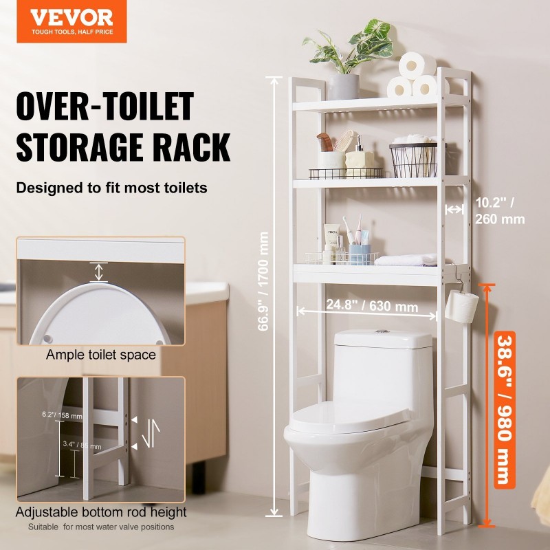Over The Toilet Storage 3-Tier Bathroom Shelf Rack Space Saver Organizer