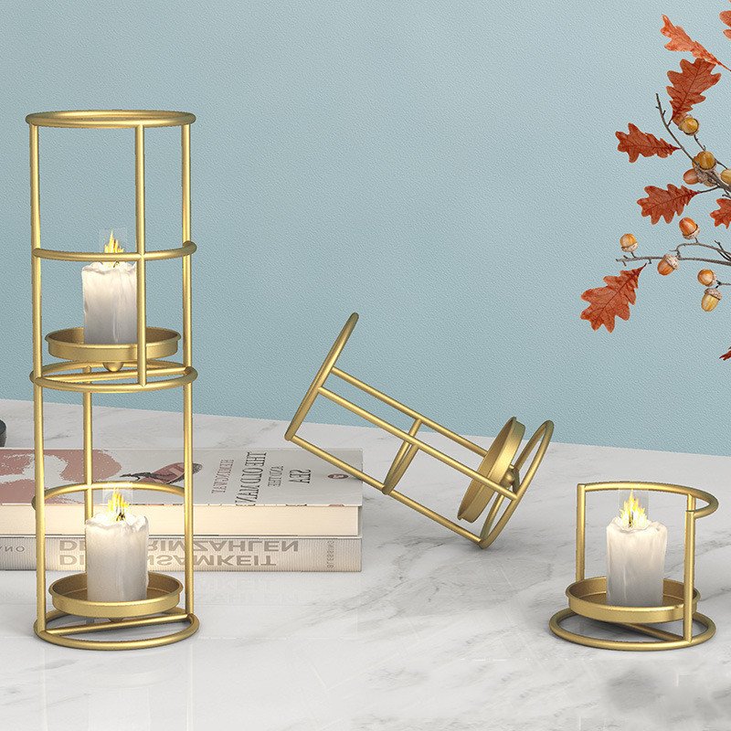 Hot Selling Simple Wrought Iron Candlestick Ring Candlestick Ornaments