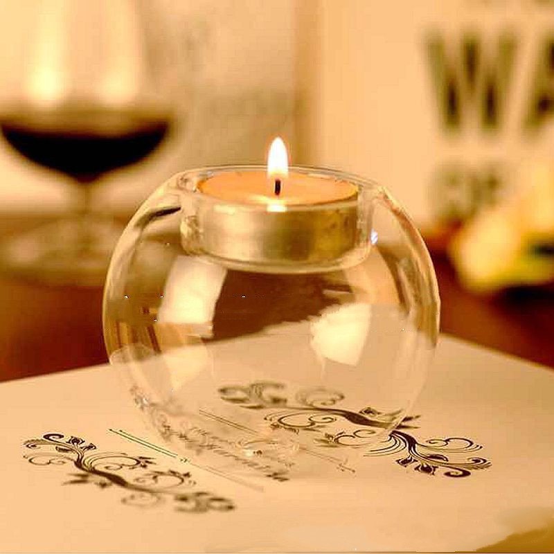 Creative Spherical Transparent Glass Candlestick