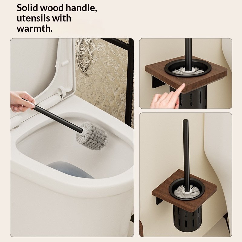 Walnut Wood Towel Rack Bathroom Shelf No Drilling Required