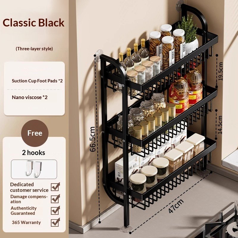 Kitchen Seasoning Rack With Narrow Edges On The Countertop