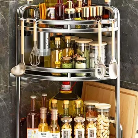 Stainless Steel Kitchen Seasoning Rack With Countertop