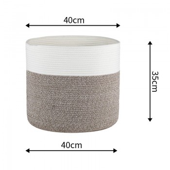 Cotton String Woven Laundry Basket Color Matching Household Storage Basket