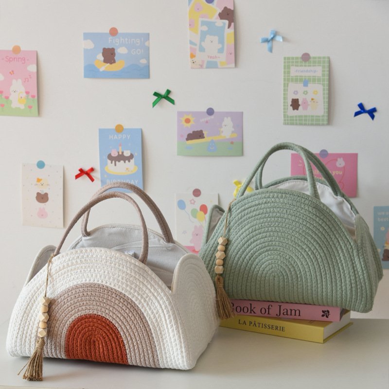 Simple Woven Finishing Storage Basket Portable Baby's Diaper Basket