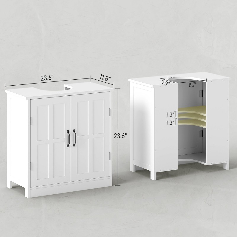 Bathroom Sink Cabinet, Pedestal Sink Cabinet with Adjustable Shelf, White