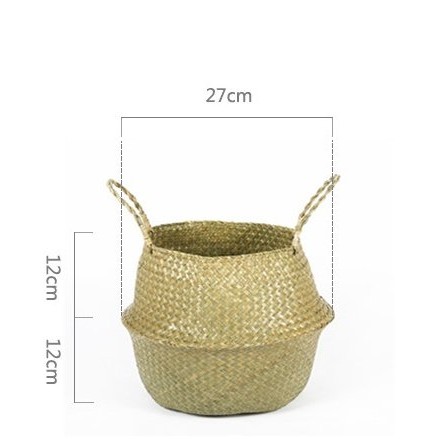Natural sewed woven storage basket