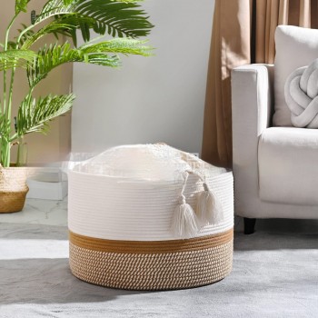 Cotton String Dirty Clothes Basket Japanese Household Round Storage Basket