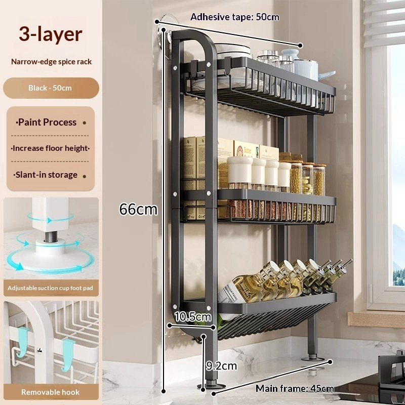 Kitchen Seasoning Rack With Narrow Edges On The Countertop
