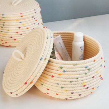 Cotton Thread Storage Basket Desktop Snack Toy With Lid Storage Basket