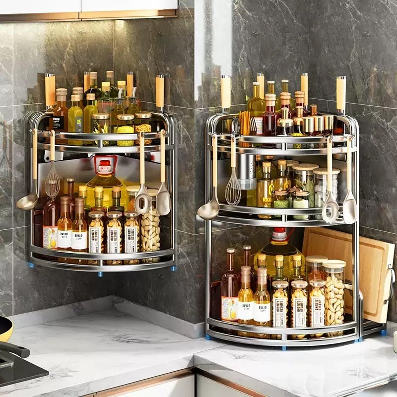 Stainless Steel Kitchen Seasoning Rack With Countertop
