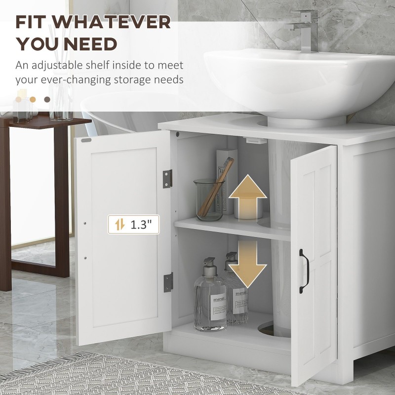 Bathroom Sink Cabinet, Pedestal Sink Cabinet with Adjustable Shelf, White