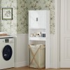 Over The Toilet Storage Cabinet With Adjustable Shelf, Bathroom Space Saver Organizer With Double Doors And Open Shelf, Freestanding Toilet Rack For Small Bathroom  White