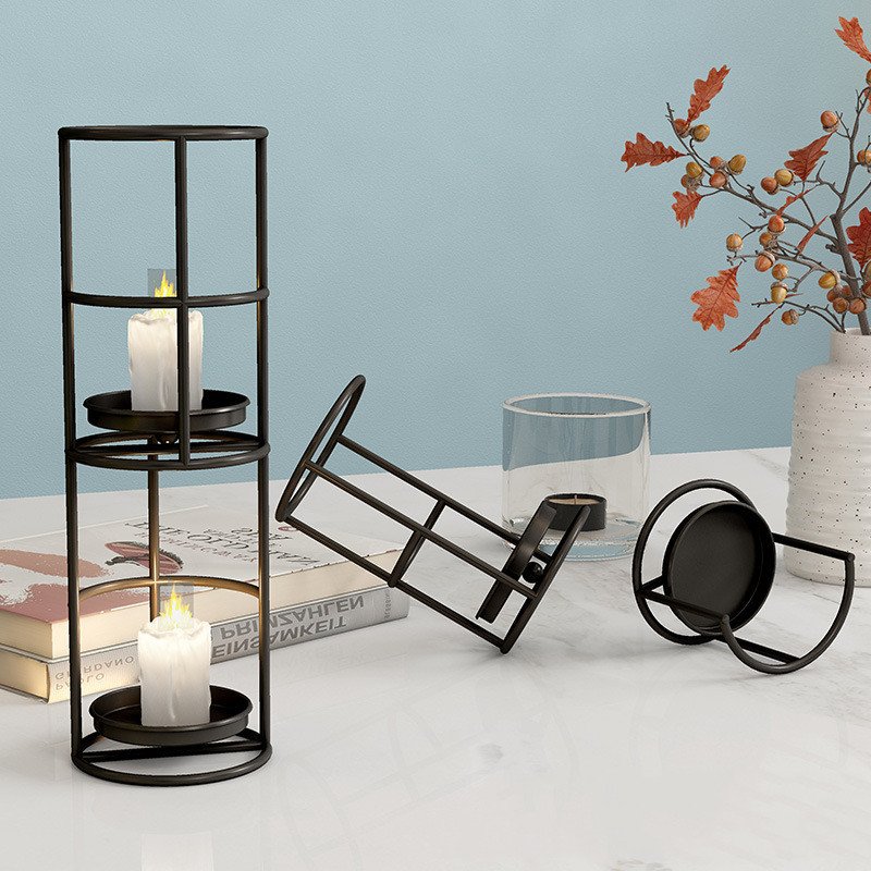 Hot Selling Simple Wrought Iron Candlestick Ring Candlestick Ornaments
