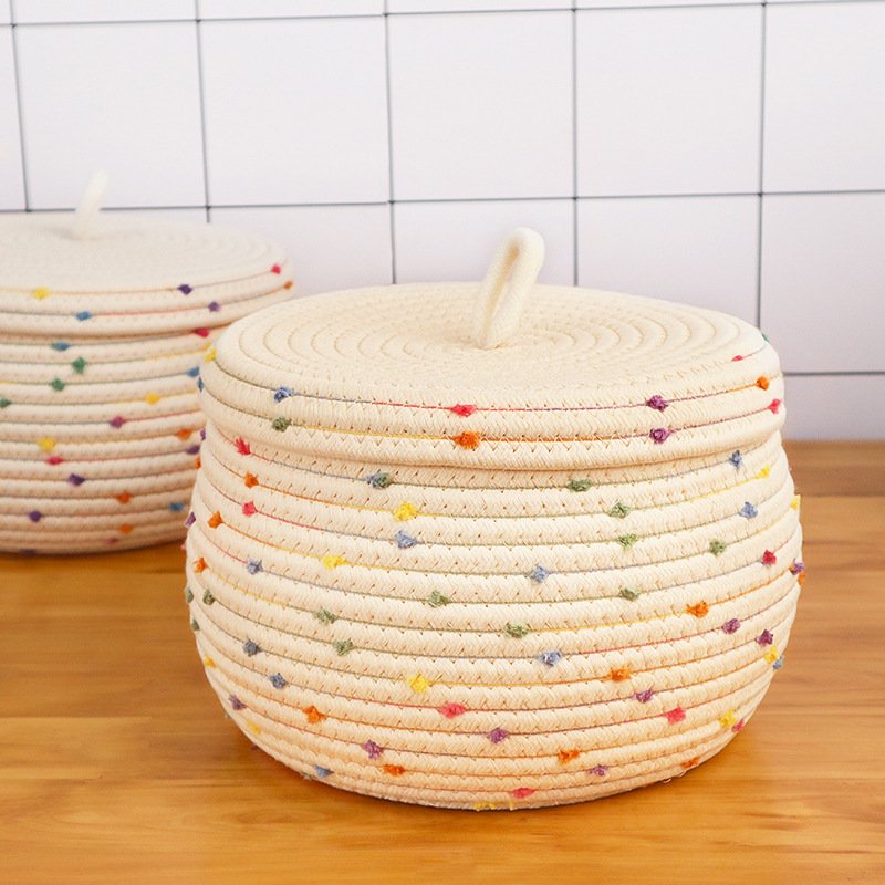 Cotton Thread Storage Basket Desktop Snack Toy With Lid Storage Basket
