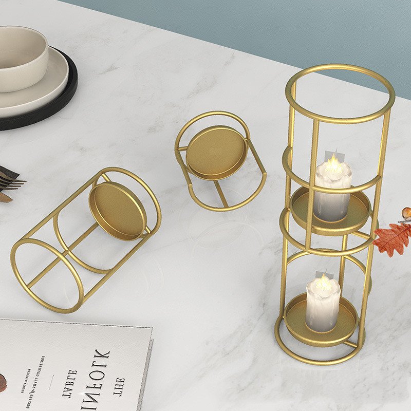 Hot Selling Simple Wrought Iron Candlestick Ring Candlestick Ornaments