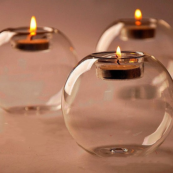 Creative Spherical Transparent Glass Candlestick