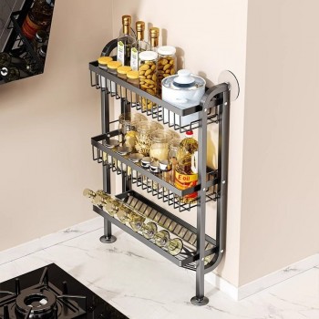 Kitchen Seasoning Rack With Narrow Edges On The Countertop