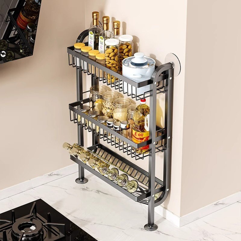 Kitchen Seasoning Rack With Narrow Edges On The Countertop