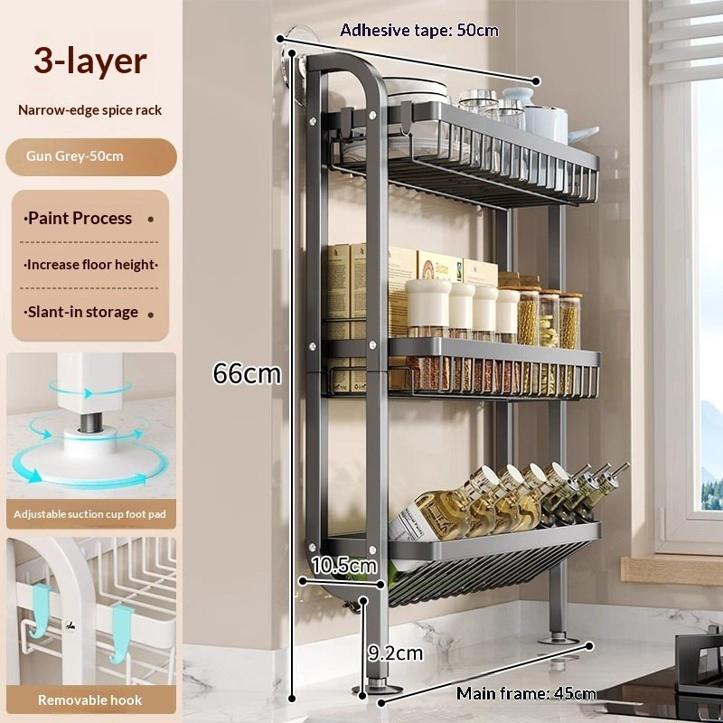 Kitchen Seasoning Rack With Narrow Edges On The Countertop