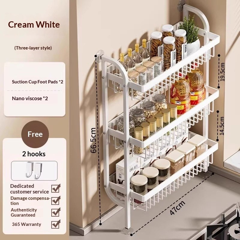 Kitchen Seasoning Rack With Narrow Edges On The Countertop
