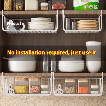 Hanging Partition Layered Seasoning Hanging Basket Cabinet Wall Cupboard Lower Hanging Rack