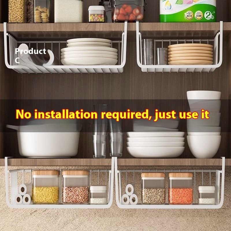 Hanging Partition Layered Seasoning Hanging Basket Cabinet Wall Cupboard Lower Hanging Rack