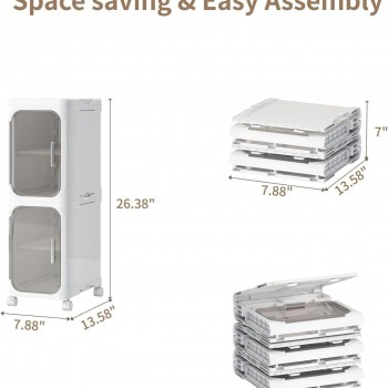 2 Tiers Slim Narrow Storage Cabinet Drawer Bathroom Bedroom Organizer Gap Shelf